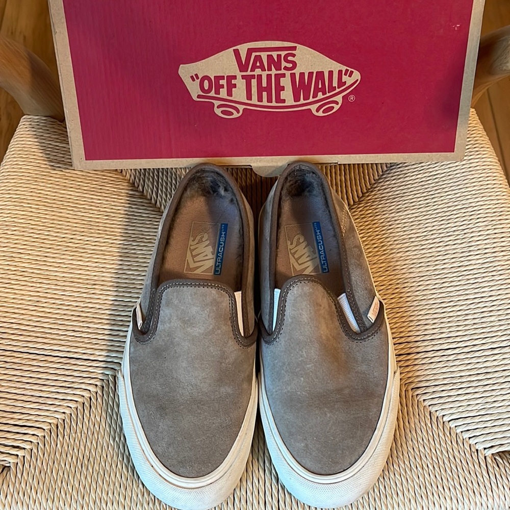 Vans faux fur lined slip on desert taupe